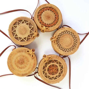 Bolsa De Palha Feminina Redonda