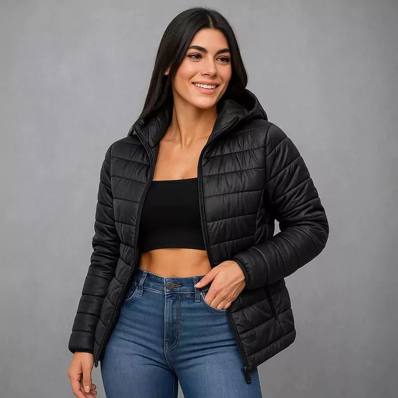 Jaqueta Puffer Feminina Com Capuz Leve 2