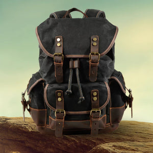 Mochila Masculina De Lona Encerada Ventura Preta