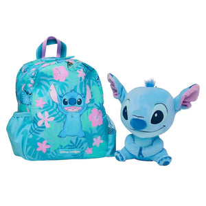 Mochila Stitch Com Pelúcia Removível Azul