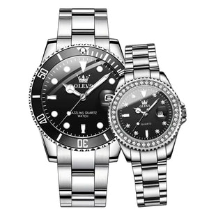 Relógio de Pulso Casal Prata Preto