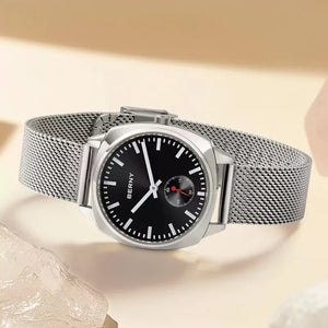 Relógio Feminino Prata Aurora Preto