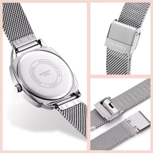 Relógio Feminino Prata Aurora Rosa, Relógio de Pulso Feminino