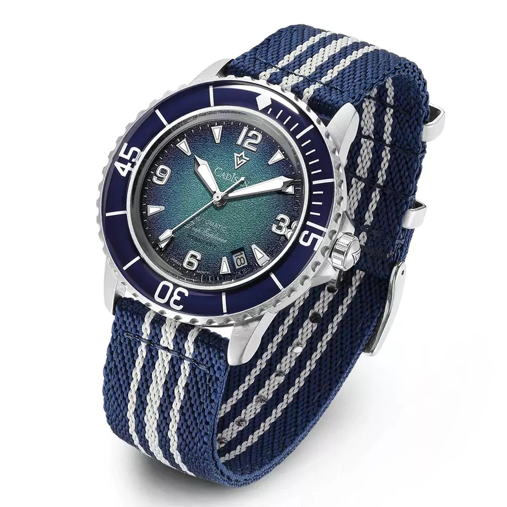 Relógio Masculino Mecânico Automático Cadisen Explorer Azul
