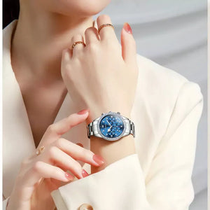 Relógio Feminino Olevs Quartzo Cronógrafo Azul