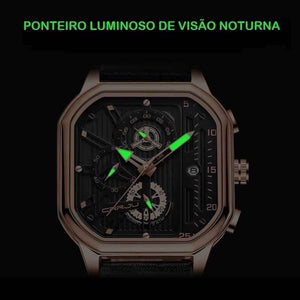 Relógio Masculino Com Pulseira De Couro Quartz Cronógrafo