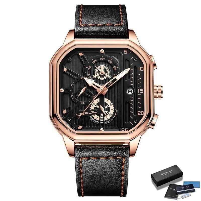 Relógio Masculino Com Pulseira De Couro Quartz Cronógrafo