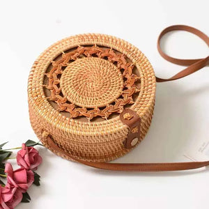 Bolsa De Palha Feminina Redonda