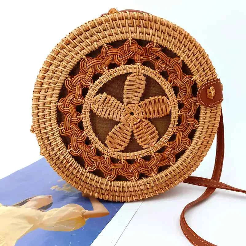 Bolsa De Palha Feminina Redonda