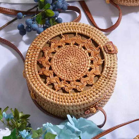 Bolsa De Palha Feminina Redonda