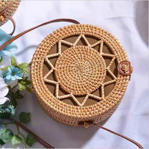 Bolsa De Palha Feminina Redonda