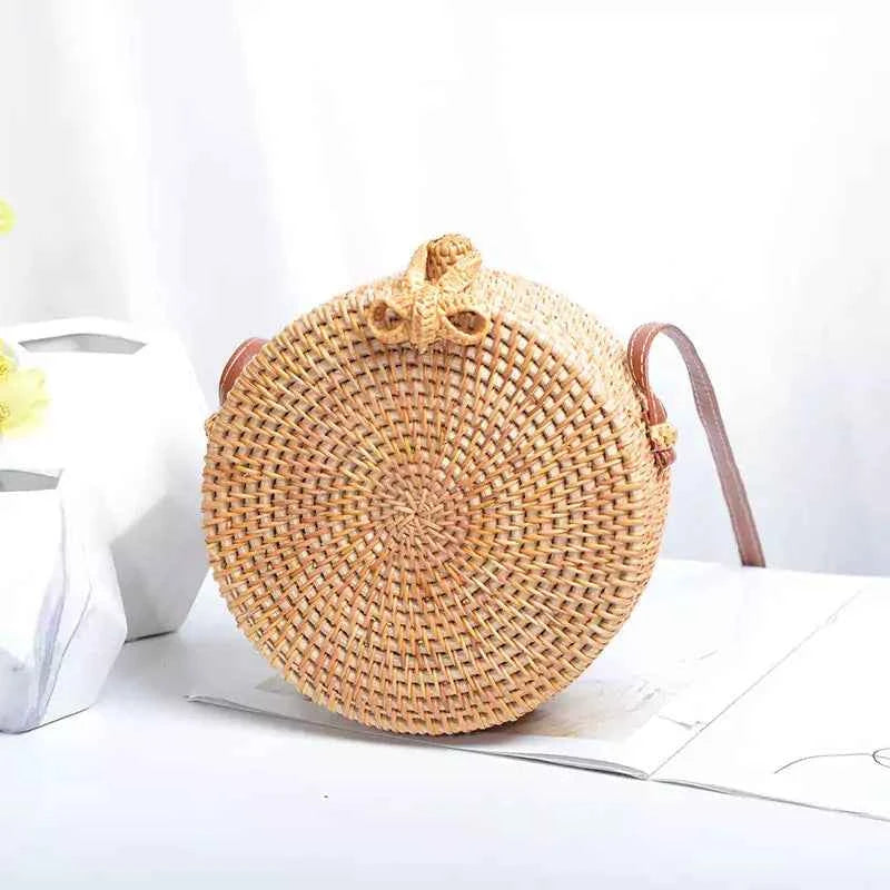 Bolsa De Palha Feminina Redonda