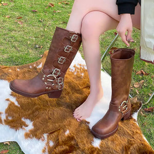 Bota Feminina Marrom Cano Longo 5