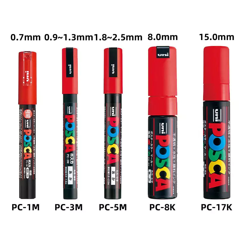 caneta-posca-kit-com-5-tamanhos-pc-1m-3m-5m-8k-17k-vermelho