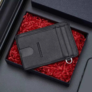 Carteira De Couro Slim Bison Denim