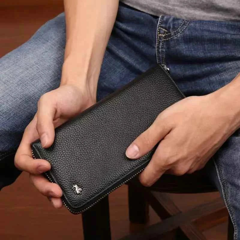 Carteira Masculina Com Zíper Premium Bison Denim Longa