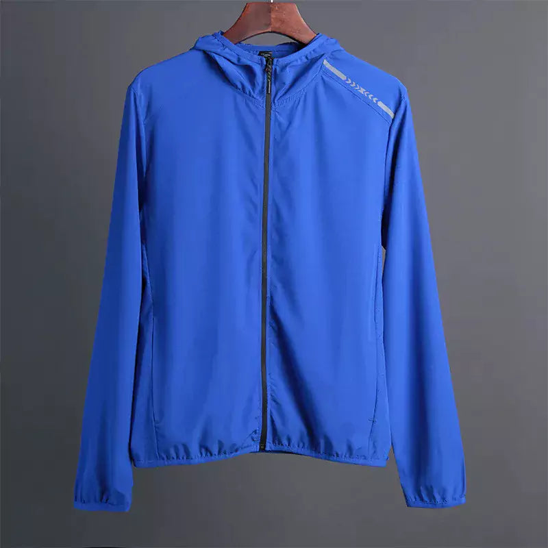Jaqueta Corta Vento Slim Com Capuz Azul