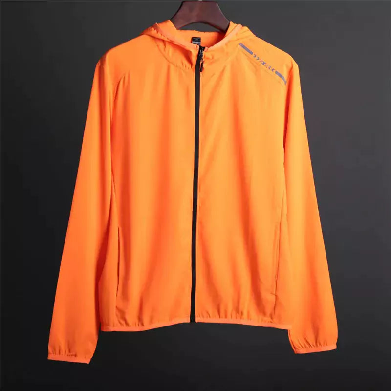 Jaqueta Corta Vento Slim Com Capuz Laranja