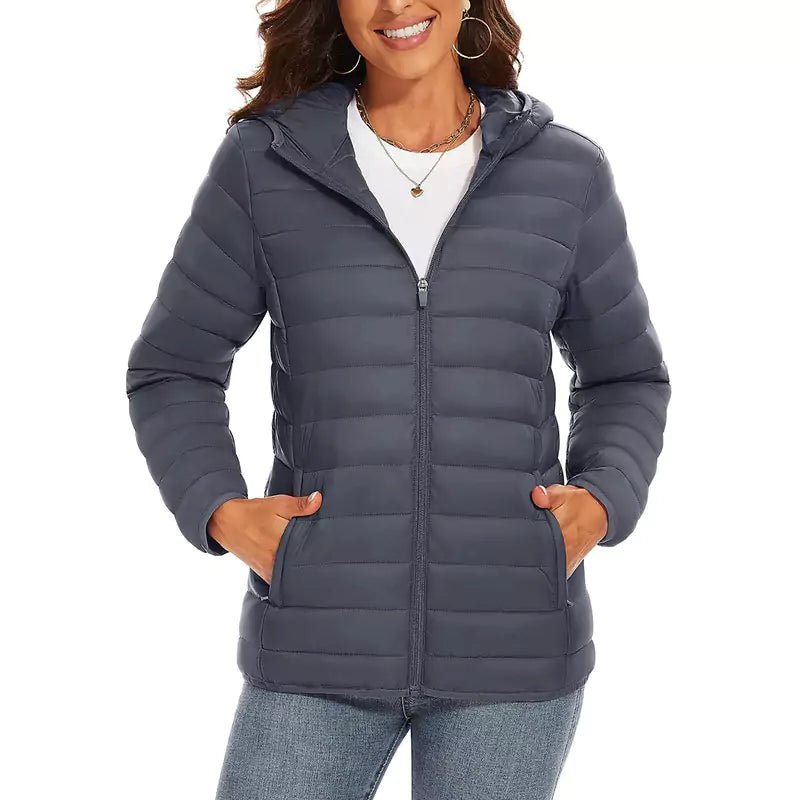 Jaqueta Puffer Feminina Com Capuz