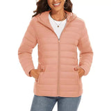 Jaqueta Puffer Feminina Com Capuz Rosa