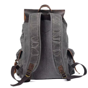 Mochila De Lona E Couro Encerada Impermeável