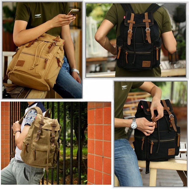 Mochila de Lona Masculina Vintage