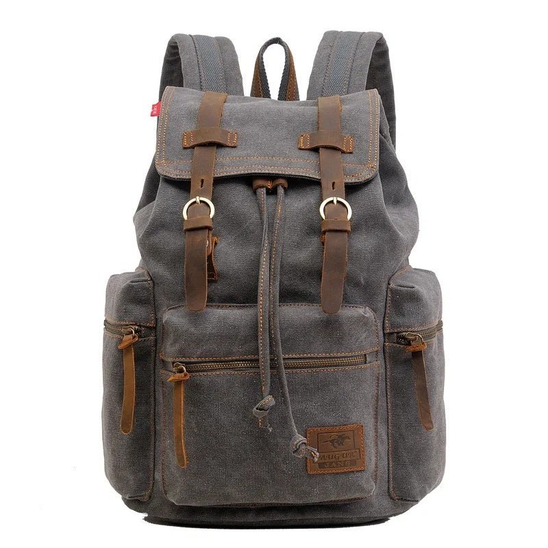 Mochila De Lona Vintage Cinza