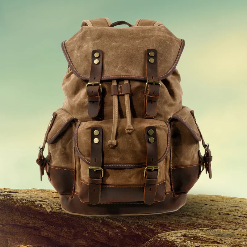Mochila Masculina De Lona Encerada Ventura Marrom