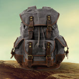 Mochila Masculina De Lona Encerada Ventura Cinza