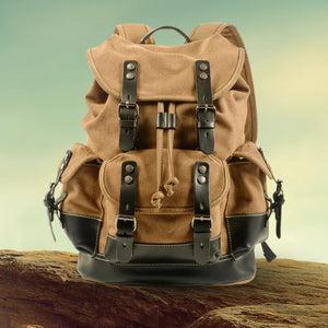 Mochila Masculina De Lona Encerada Ventura Khaki