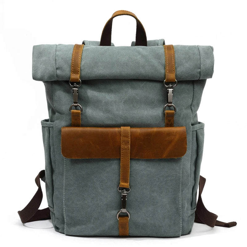 Mochila Para Notebook Lona E Couro