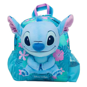 Mochila Stitch Com Pelúcia Removível Azul
