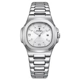 Relógio de Pulso Feminino Poedagar Nautilus Pulseira Prata Com Mostrador Branco