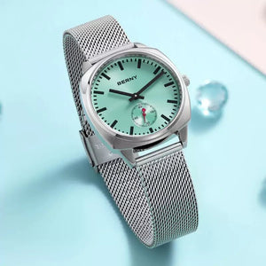 Relógio Feminino Prata Aurora Azul