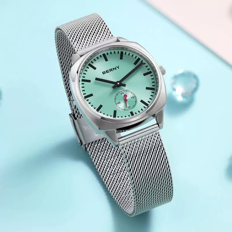 Relógio Feminino Prata Aurora Azul