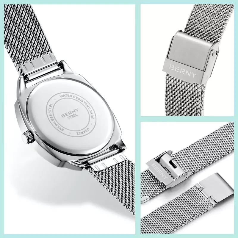 Relógio Feminino Prata Aurora Azul, Relógio Feminino