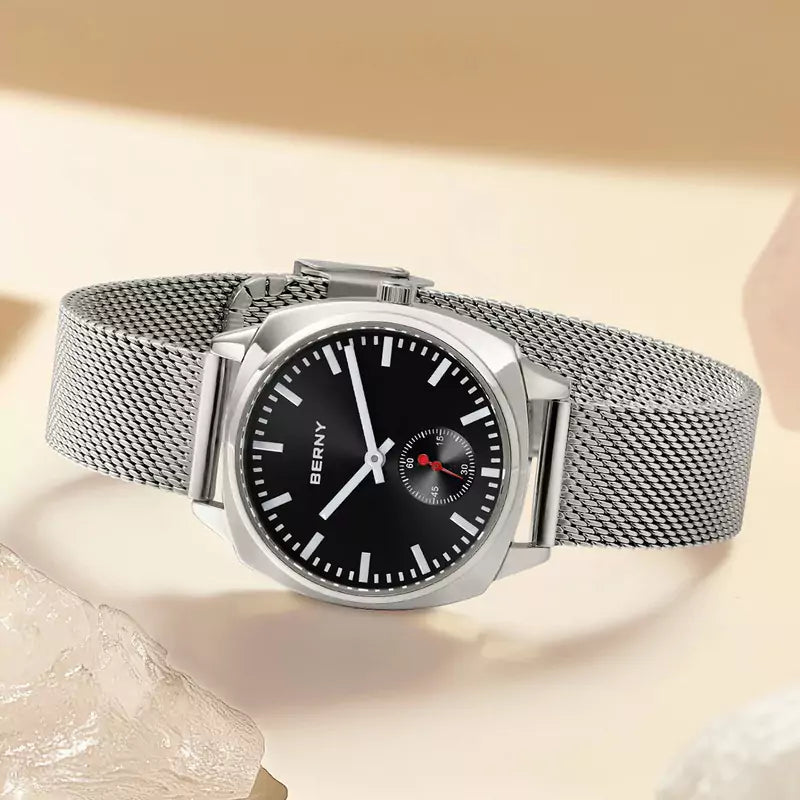 Relógio Feminino Prata Aurora Preto