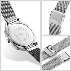 Relógio Feminino Prata Aurora Preto, Relógio Feminino Prata