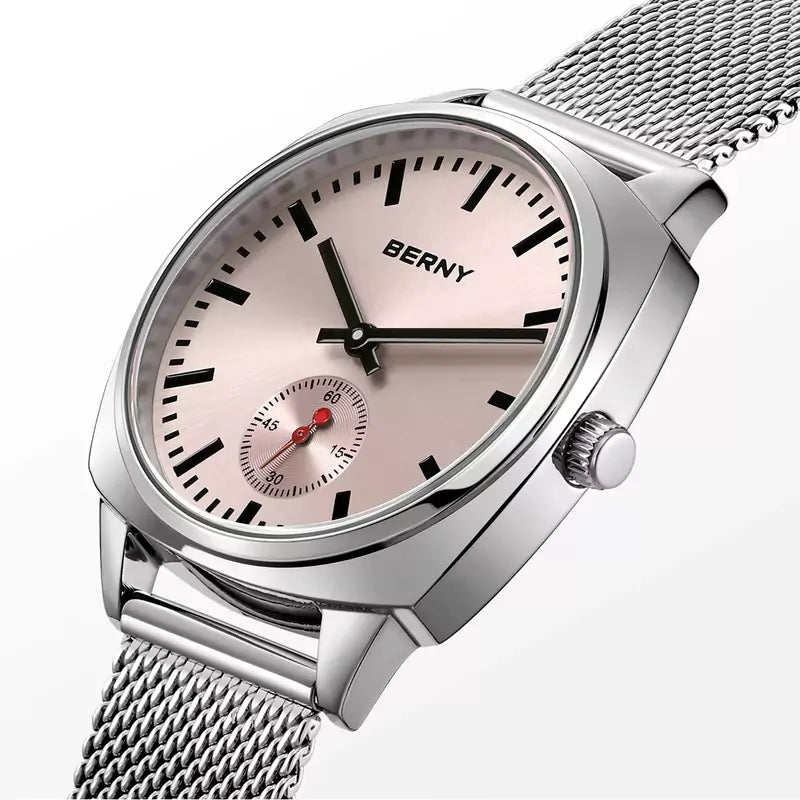 Relógio Feminino Prata Aurora Rosa, Relógio Feminino