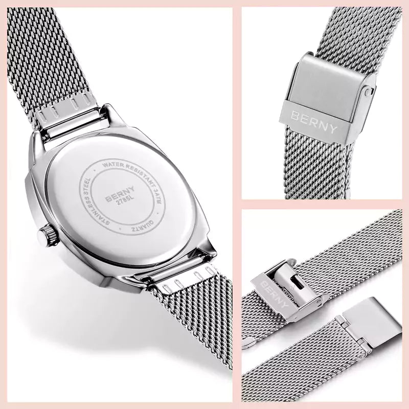 Relógio Feminino Prata Aurora Rosa, Relógio de Pulso Feminino