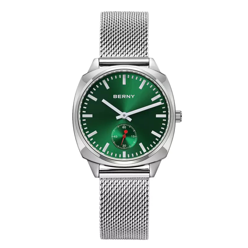 Relógio Feminino Prata Aurora Verde