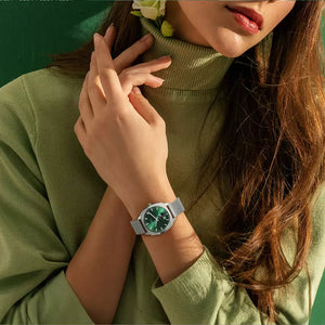 Relógio Feminino Prata Aurora Verde, Relógio Feminino Prata