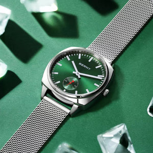 Relógio Feminino Prata Aurora Verde