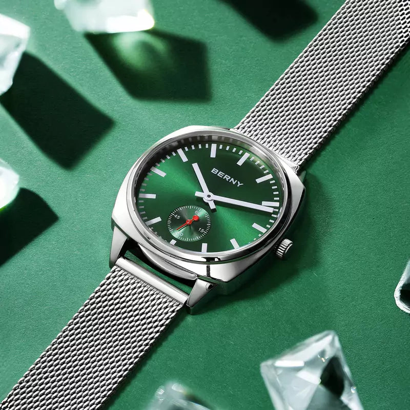 Relógio Feminino Prata Aurora Verde