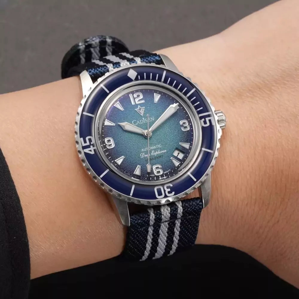 Relógio Masculino Mecânico Automático Cadisen Explorer Azul