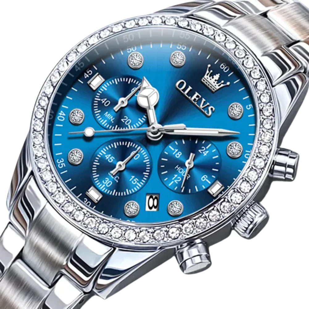 Relógio Feminino Olevs Quartzo Cronógrafo Azul