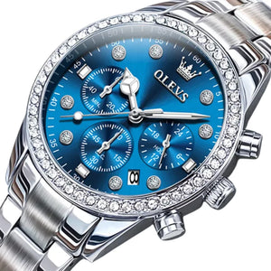 Relógio Feminino Olevs Quartzo Cronógrafo Azul