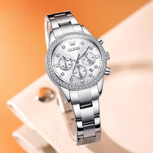 Relógio Feminino Olevs Quartzo Cronógrafo Prata