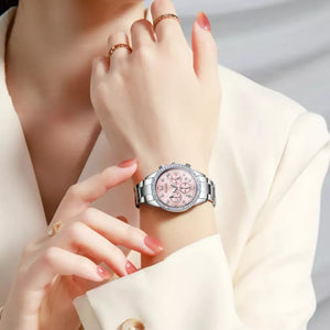 Relógio Feminino Olevs Quartzo Cronógrafo Rosa