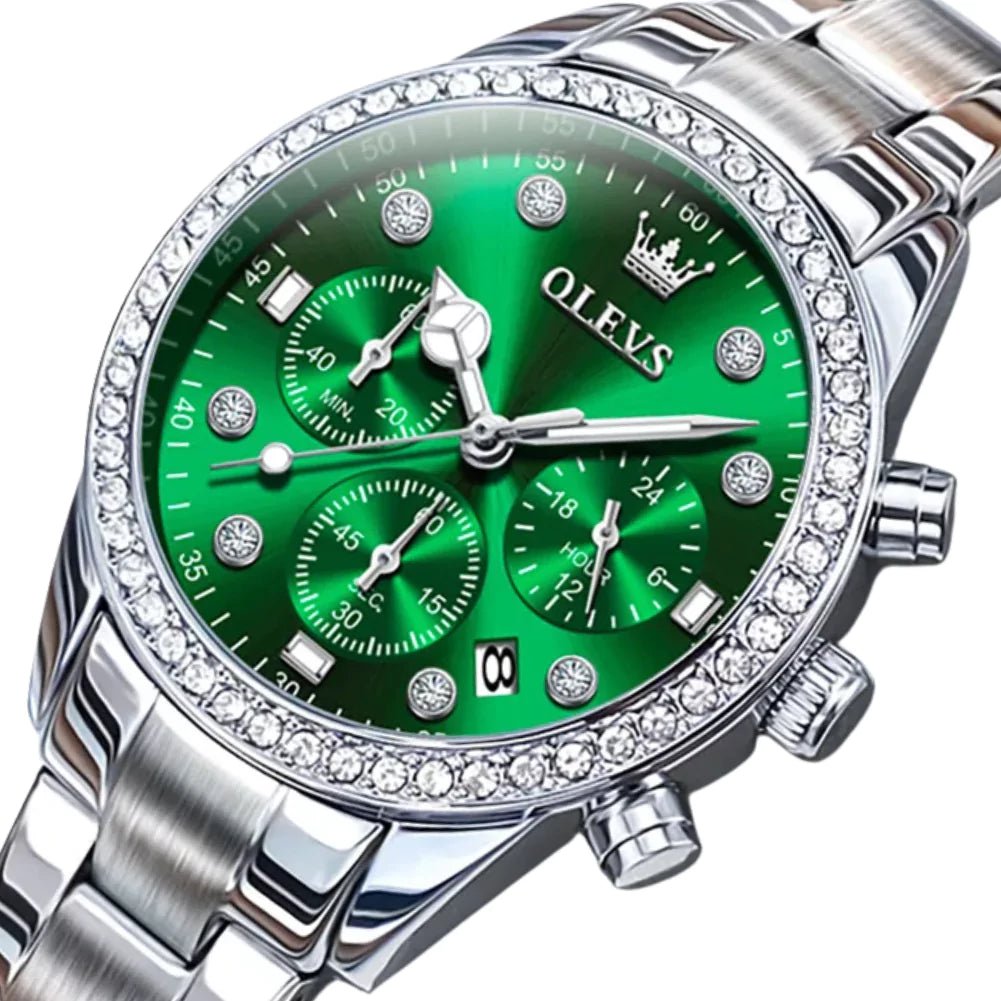 Relógio Feminino Olevs Quartzo Cronógrafo Verde